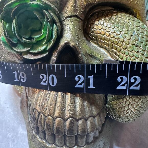 Serpent & Succulent Skull Hand-Painted Gothic Decor - Picture 6 of 8